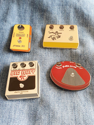 Guitar Effects Pedals Enamel Pins Set of 4