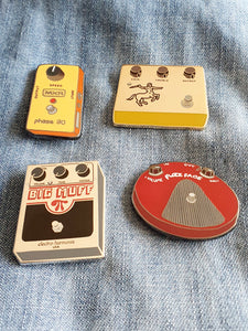 Guitar Effects Pedals Enamel Pins Set of 4