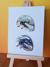 Load image into Gallery viewer, Skier Snow Scene Enamel Pin - Hashley Art