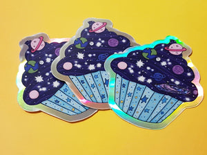 Cosmic Cupcake Hologram Stickers - Hashley Art