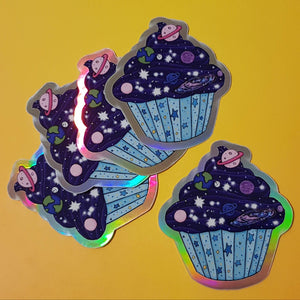 Cosmic Cupcake Hologram Stickers - Hashley Art