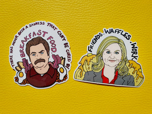 Ron & Leslie Breakfast Food Sticker Set