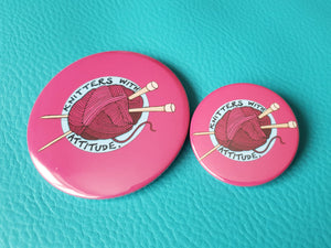 Knitters Button Badges - Hashley Art