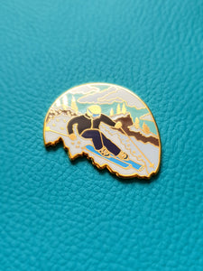 Skier Snow Scene Enamel Pin