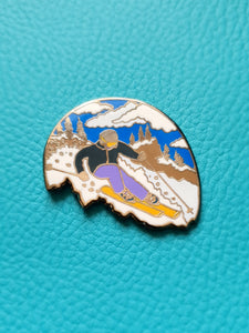 Skier Snow Scene Enamel Pin