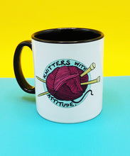 Load image into Gallery viewer, Knitting Mug, Knitters with Attitude Mugs