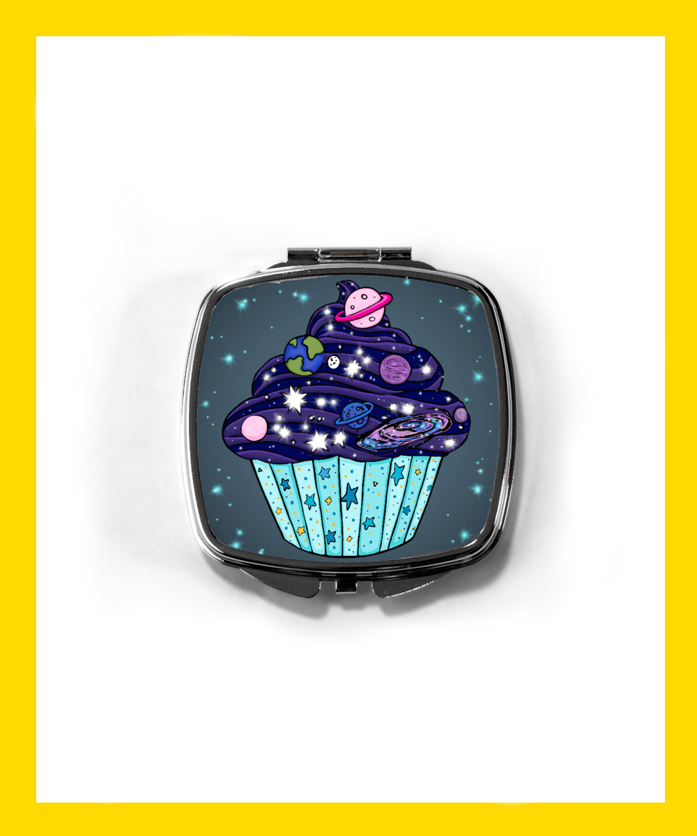 Space cake cute compact mirror- Hashley Art