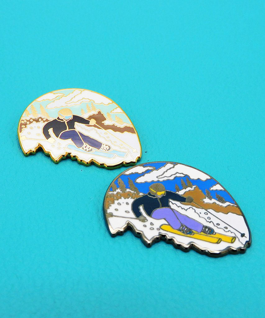 Skier Snow Scene Enamel Pin